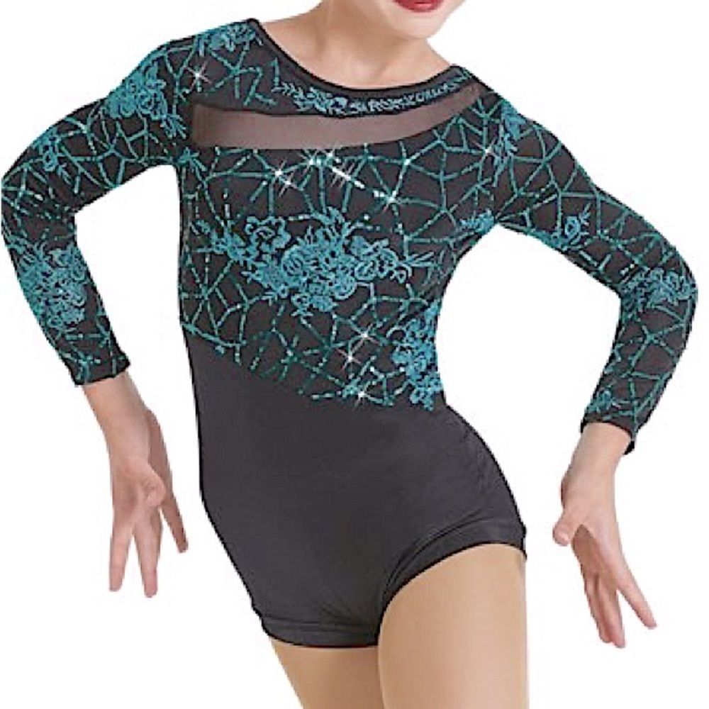 Weissman Dance Costume Jazz Aqua Blue Teal Sequin Ready For It 12341 Child Lc